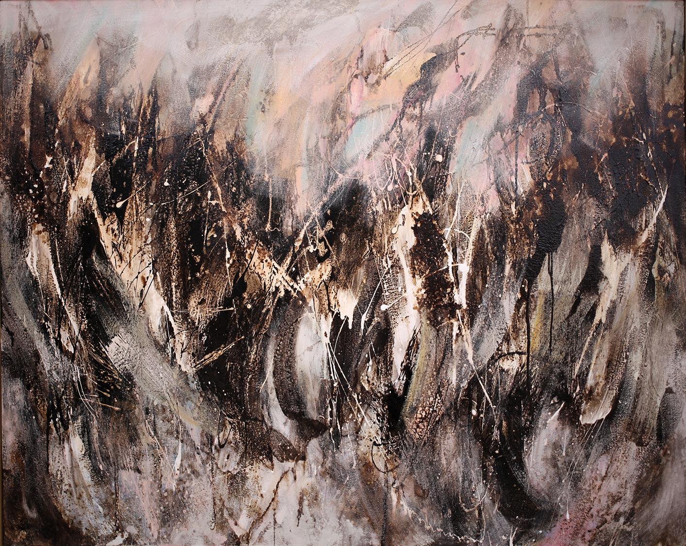 This Asphalt and Alkyd painting, Dances With Fire #9 by Michael Seiler is an excellent example of his Contemporary fine art which was part of several exhibitions in galleries and museums and may be seen at Seilers' Studio and Gallery in Zanesville, Ohio.