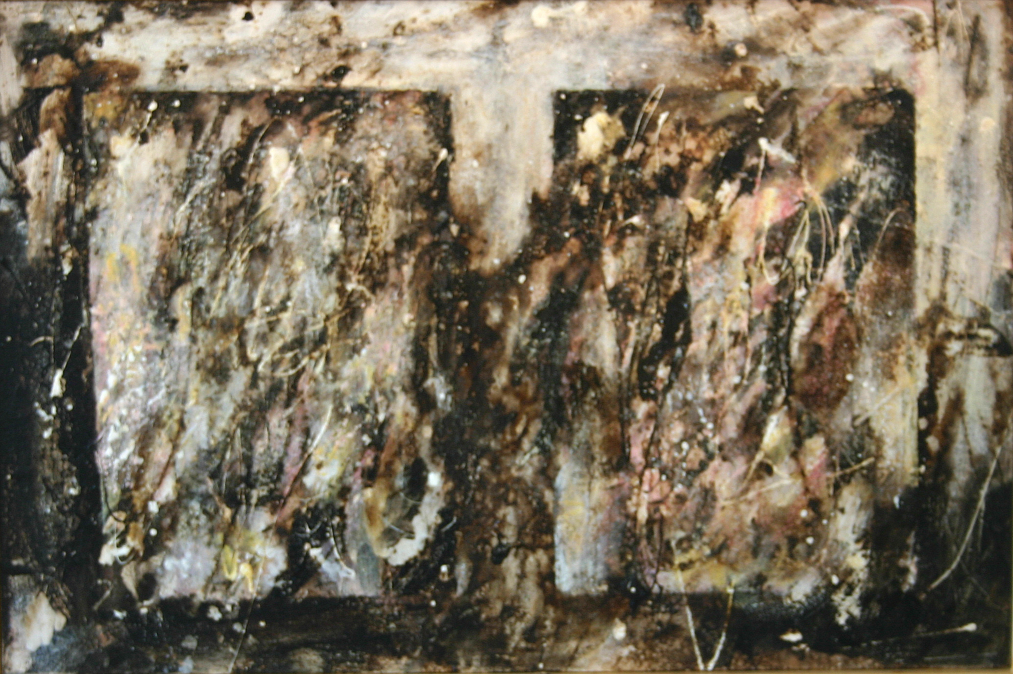 Oppositional Forces #8 an asphalt and alkyd painting by Michael Seiler is an excellent example of his Contemporary fine art, which was part of several exhibitions in galleries and museums and may be seen at Seilers' Studio and Gallery in Zanesville, Ohio. These works explore the complexities of relationships.