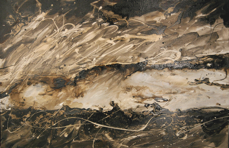 Abstract brown and black textured paint strokes