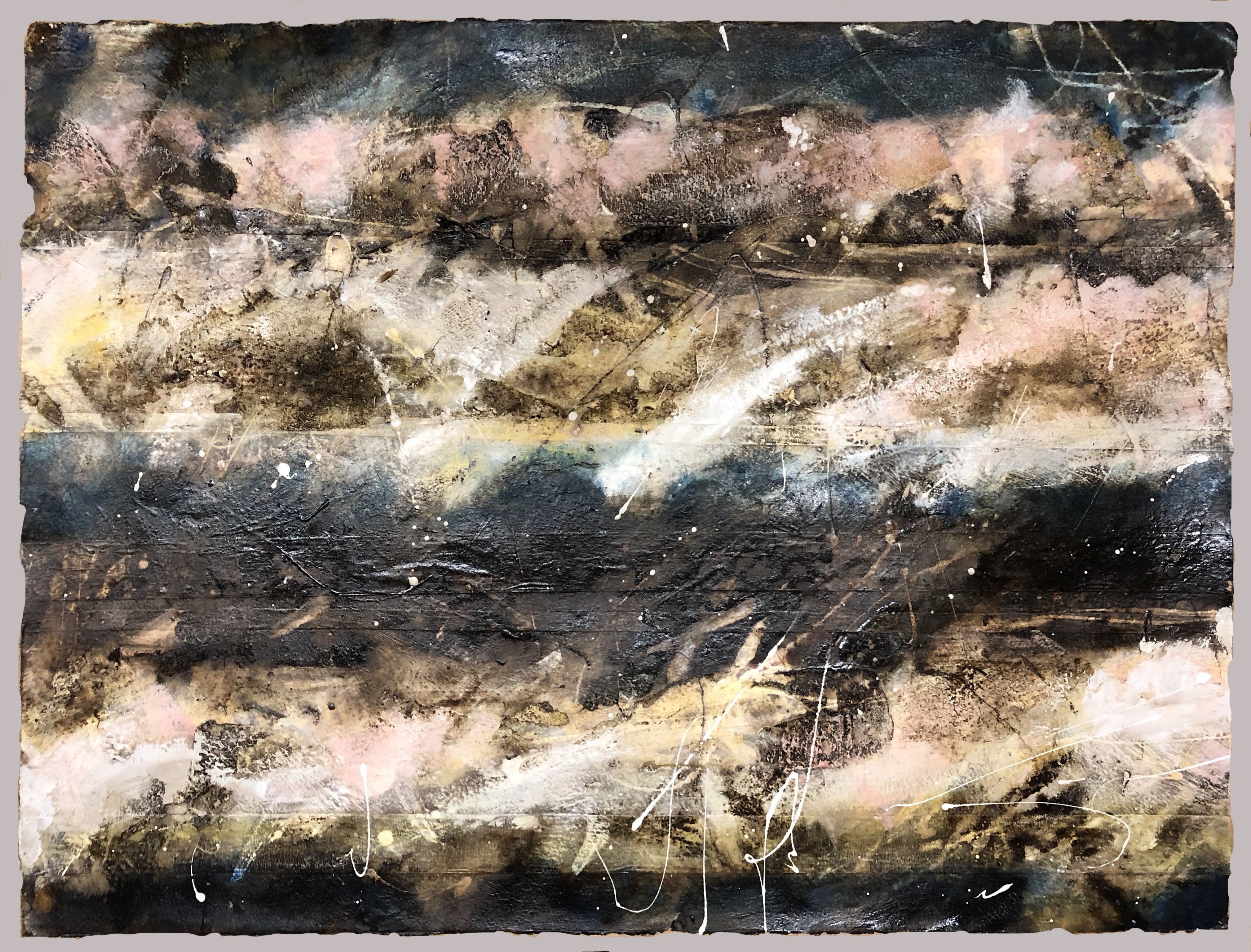 Abstract textured horizontal bands in muted earth tones